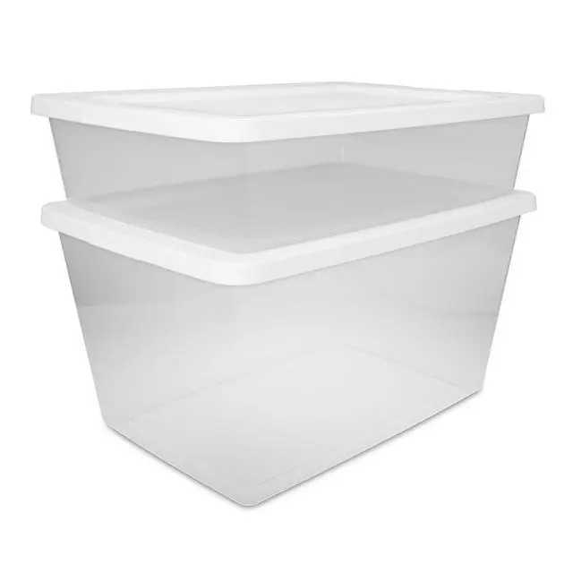 Alt view image 6 of 7 - ICUTE-Sterilite 58 Quart Medium Storage Bin, Clear Plastic Storage Container with Snap-On Lid, White