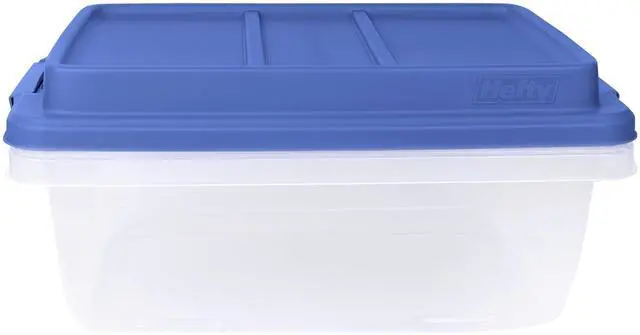 Alt view image 4 of 6 - ICUTE-Hefty HI-RISE 18 Quart Small Latching Storage Bin, Clear Plastic Storage Container with Latch HI-RISE Lid, Blue