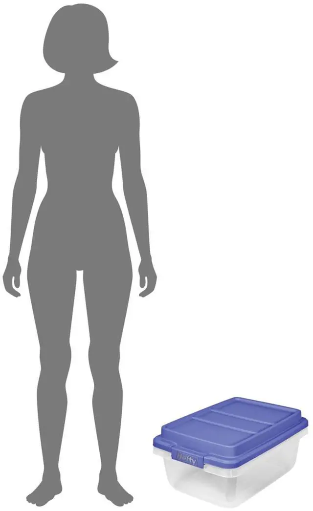 Alt view image 5 of 6 - ICUTE-Hefty HI-RISE 18 Quart Small Latching Storage Bin, Clear Plastic Storage Container with Latch HI-RISE Lid, Blue
