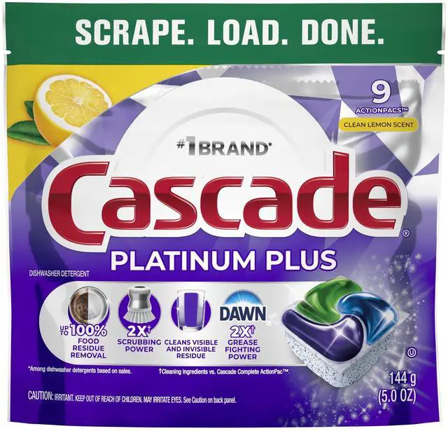 Alt view image 2 of 6 - ICUTE-Cascade Platinum Plus Dishwasher Pods, Dishwasher Detergent, Dish Detergent Soap, Lemon, 9 Count