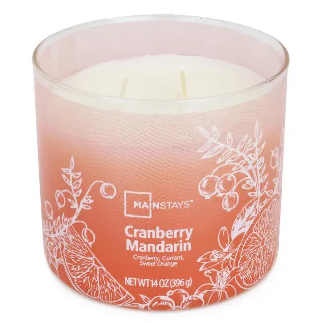 Alt view image 5 of 6 - ICUTE-Mainstays 3-Wick Ombre Wrap Cranberry Mandarin Candle, 14 Ounce