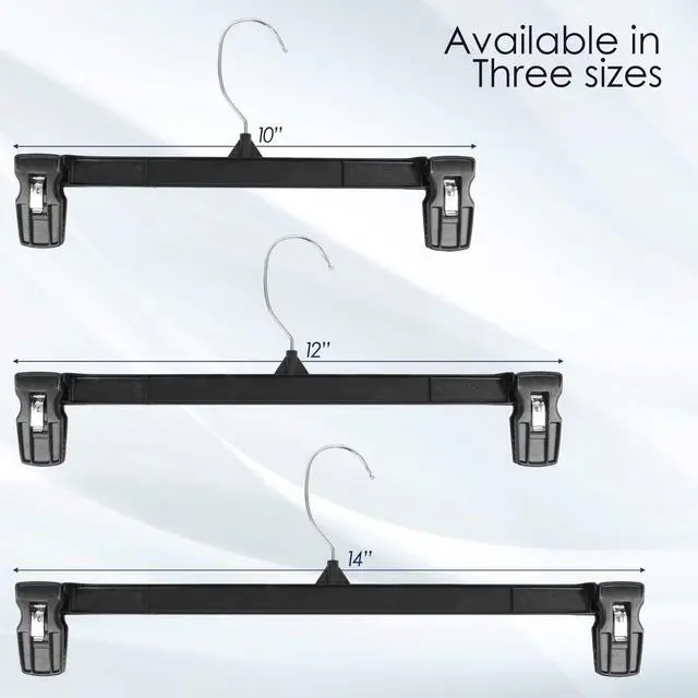 Alt view image 6 of 6 - ICUTE-Hanger Central 10 Pack Black Plastic Pants Hangers with Clips 12 inch