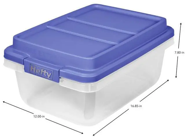 Alt view image 6 of 6 - ICUTE-Hefty HI-RISE 18 Quart Small Latching Storage Bin, Clear Plastic Storage Container with Latch HI-RISE Lid, Blue