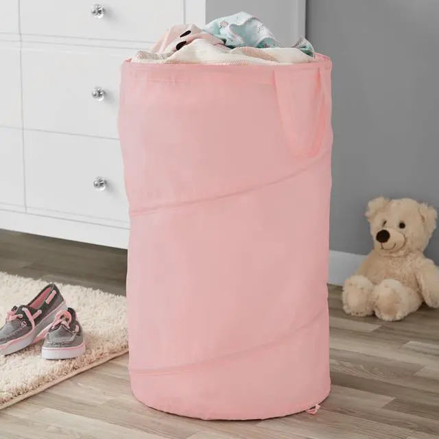 Alt view image 3 of 6 - ICUTE-Mainstays Pop-Up Spiral Polyester Laundry Hamper, Pink