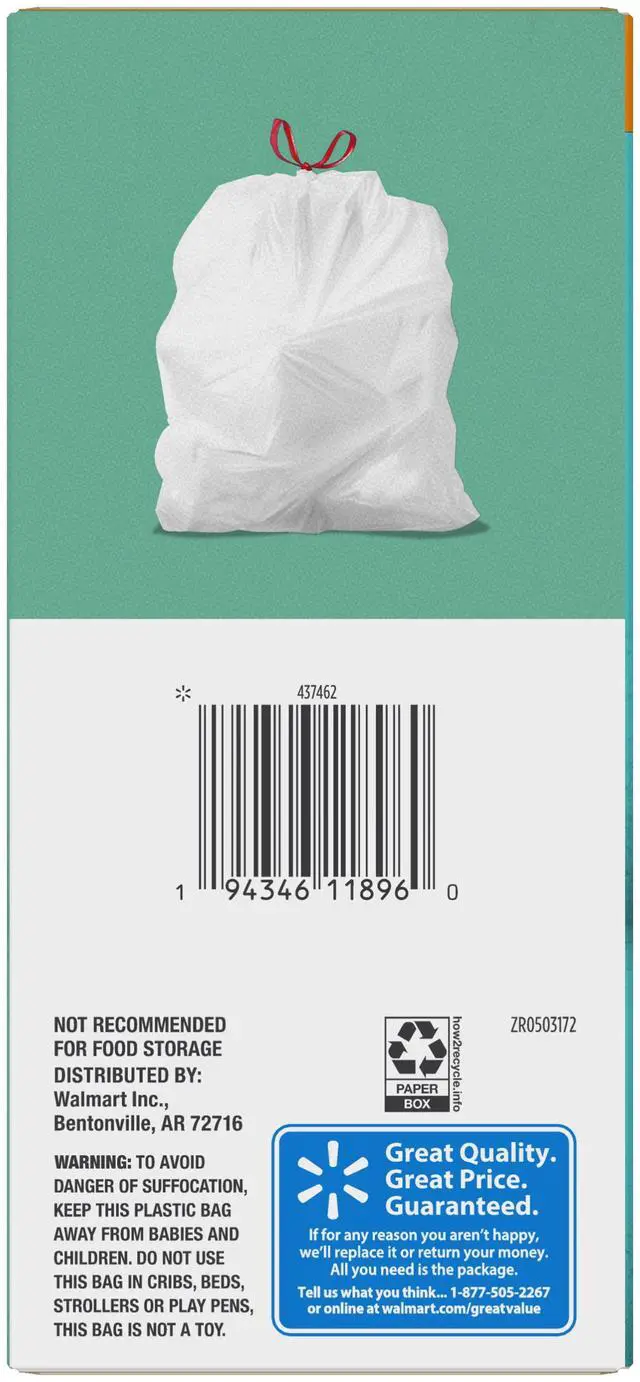 Alt view image 4 of 4 - ICUTE-Great Value 4-Gallon Small Drawstring Trash Bags, Eucalyptus Mint Scent, 40 Bags
