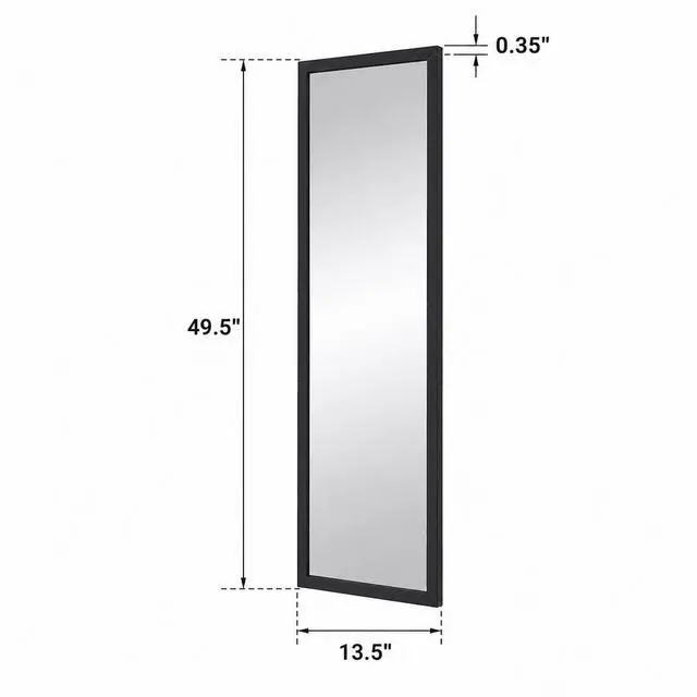 Alt view image 3 of 3 - ICUTE-Mainstays 13.5" x 49.5" Black Modern Door Mirror for Bedroom and Living Room
