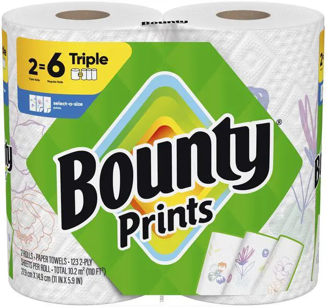 Alt view image 5 of 7 - ICUTE-Bounty Paper Towels Select-A-Size Print, 2 Triple Rolls, 123 Sheets per Roll