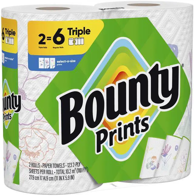 Alt view image 6 of 7 - ICUTE-Bounty Paper Towels Select-A-Size Print, 2 Triple Rolls, 123 Sheets per Roll