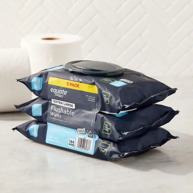 Alt view image 2 of 4 - ICUTE-Equate Extra Large Flushable Wet Wipes, Fragrance Free, 144 Wipes, 3 Pack