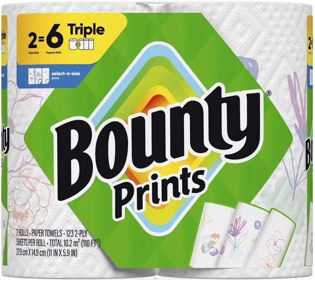 Alt view image 7 of 7 - ICUTE-Bounty Paper Towels Select-A-Size Print, 2 Triple Rolls, 123 Sheets per Roll