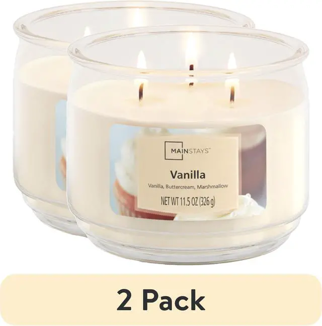 Main image of ICUTE-(2 pack) Mainstays 3-Wick Scented Glass Jar Candle, Vanilla, 11.5 oz