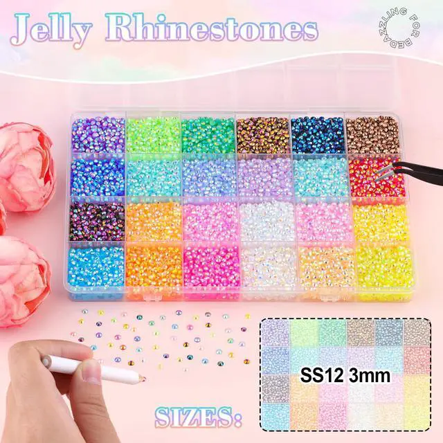 Alt view image 2 of 7 - BELLEBOOST 35000Pcs Jelly Rhinestones Bedazzling Kit with B7000 Jewelry Glue, 24 Colors 3mm Resin Flatback Gems, Bedazzler Kit for Crafting Bling Book Shoes Diamond Art Nail Decor