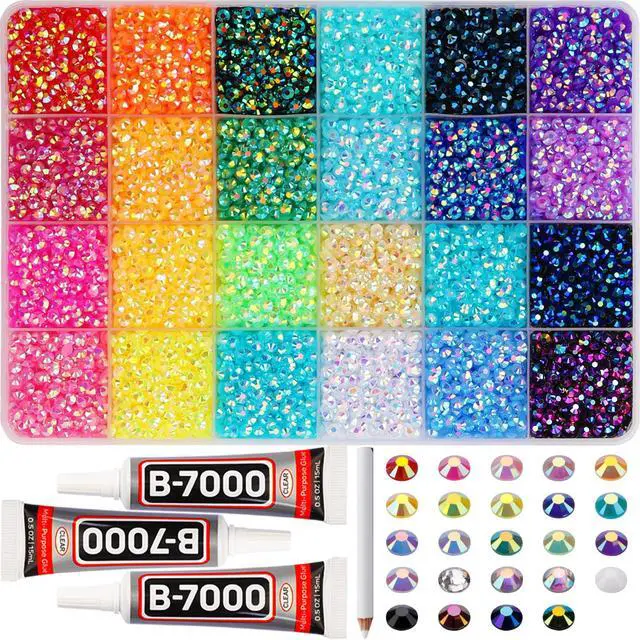 Main image of 17000Pcs Resin Rhinestones for Bedazzling Crafting, 4mm Jelly Multicolor Bedazzled Rainbow Flatback Gems Set, Colorful Bedazzler Jewel Gemstone for Clothes Crafts Clothing Nail Art with B7000 Glue