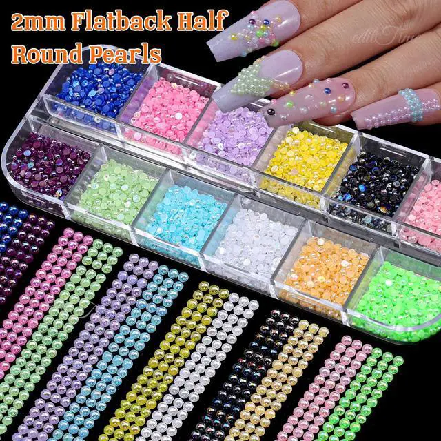Alt view image 3 of 6 - 20000pcs 2mm Sparkling Crystal Nail Rhinestones Pearls Kit, 5 Boxes Flatback Multicolor Transparent Jelly AB Mermaid Gems with Pick Up Pen and Tweezers for Manicure Salon & Craft DIY Designs (2mm)