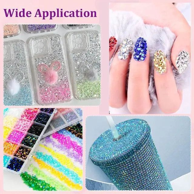 Alt view image 5 of 7 - 22000PCS Resin Rhinestones for Crafting, 28 Multicolor Mixed 3mm 4mm 5mm Non-Hotfix Stones, Bulk Colorful Jelly AB Bedazzling Gems with B7000 Glue for DIY Crafts for DIY Art