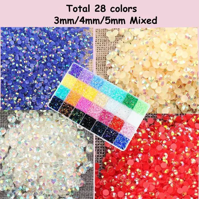 Alt view image 6 of 7 - 22000PCS Resin Rhinestones for Crafting, 28 Multicolor Mixed 3mm 4mm 5mm Non-Hotfix Stones, Bulk Colorful Jelly AB Bedazzling Gems with B7000 Glue for DIY Crafts for DIY Art