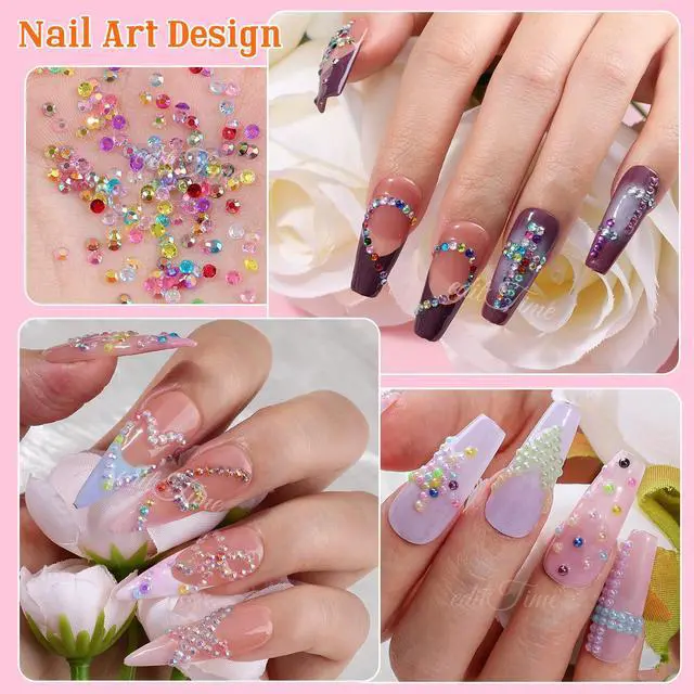 Alt view image 5 of 6 - 20000pcs 2mm Sparkling Crystal Nail Rhinestones Pearls Kit, 5 Boxes Flatback Multicolor Transparent Jelly AB Mermaid Gems with Pick Up Pen and Tweezers for Manicure Salon & Craft DIY Designs (2mm)