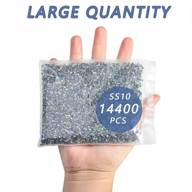 Alt view image 3 of 5 - Beadsland Hotfix Rhinestones Bulk, Crystal AB, SS10, 14400pcs | Hot Fix Crystals for Crafts Clothes, DIY Decoration, 2.7-2.9mm