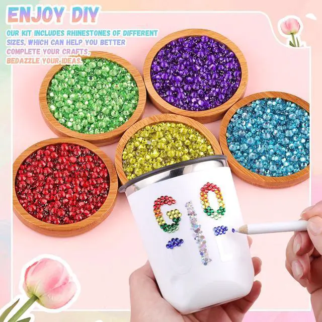Alt view image 3 of 7 - 22000Pcs Resin Rhinestones for Bedazzling with 3Pcs B7000 Jewelry Glue, Multicolor 2/3/4mm Flatback Gems Rhinestones for Crafting, Clothing Tumblers Mugs Shoes Fabric Decor Nail Art
