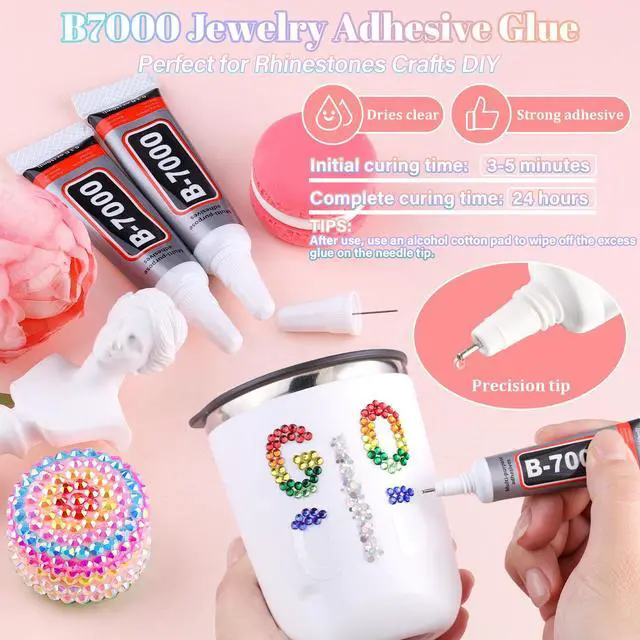 Alt view image 5 of 7 - 22000Pcs Resin Rhinestones for Bedazzling with 3Pcs B7000 Jewelry Glue, Multicolor 2/3/4mm Flatback Gems Rhinestones for Crafting, Clothing Tumblers Mugs Shoes Fabric Decor Nail Art