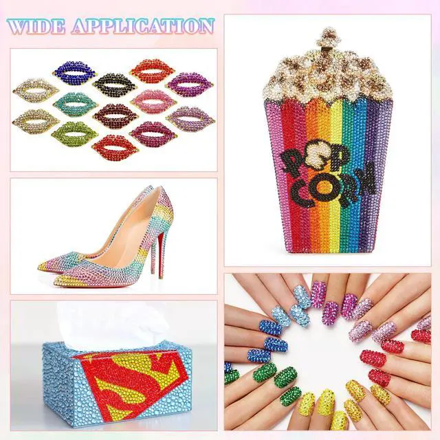 Alt view image 6 of 7 - 22000Pcs Resin Rhinestones for Bedazzling with 3Pcs B7000 Jewelry Glue, Multicolor 2/3/4mm Flatback Gems Rhinestones for Crafting, Clothing Tumblers Mugs Shoes Fabric Decor Nail Art