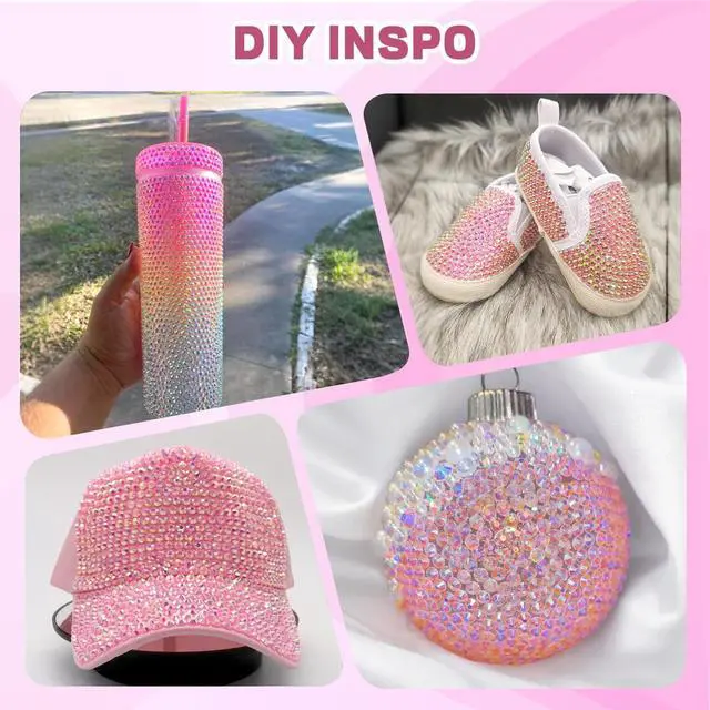 Alt view image 4 of 7 - 20000Pcs Pink Rhinestones for Bedazzling Kit with 3Pcs B7000 Jewelry Glue | Resin Rhinestones for Crafting Crafts, Bedazzler Kit Flatback Gems for Clothing Shoes Tumblers Nail Art