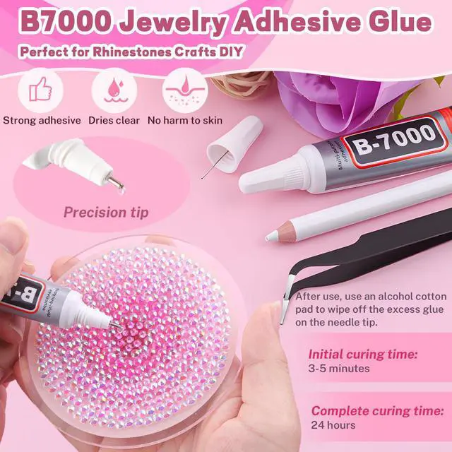 Alt view image 5 of 7 - 20000Pcs Pink Rhinestones for Bedazzling Kit with 3Pcs B7000 Jewelry Glue | Resin Rhinestones for Crafting Crafts, Bedazzler Kit Flatback Gems for Clothing Shoes Tumblers Nail Art