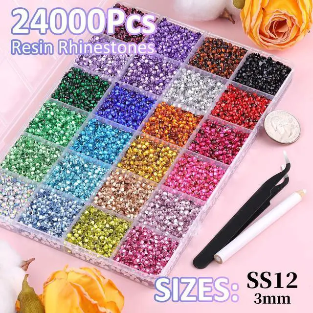 Alt view image 2 of 7 - 24000Pcs Resin Rhinestones for Bedazzling with Tweezers, Multicolor 3mm Rhinestones for Crafting with B7000 Jewelry Glue for DIY Crafts Clothing Tumblers Shoes Fabric Nail Art