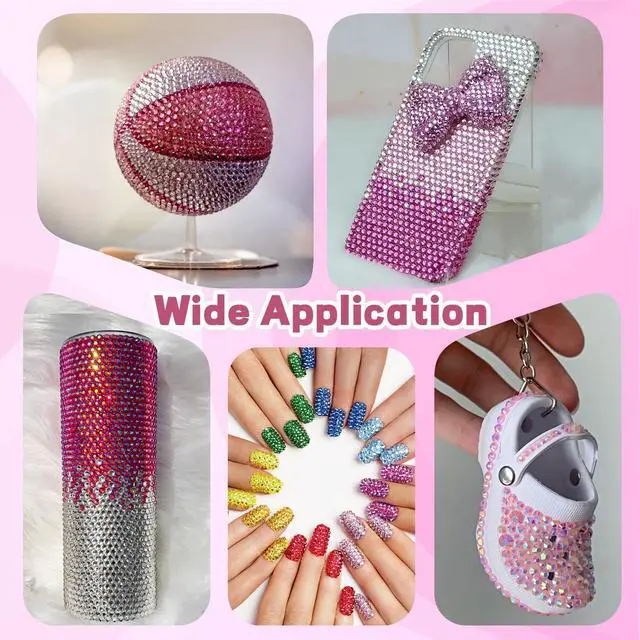Alt view image 6 of 7 - 20000Pcs Pink Rhinestones for Bedazzling Kit with 3Pcs B7000 Jewelry Glue | Resin Rhinestones for Crafting Crafts, Bedazzler Kit Flatback Gems for Clothing Shoes Tumblers Nail Art
