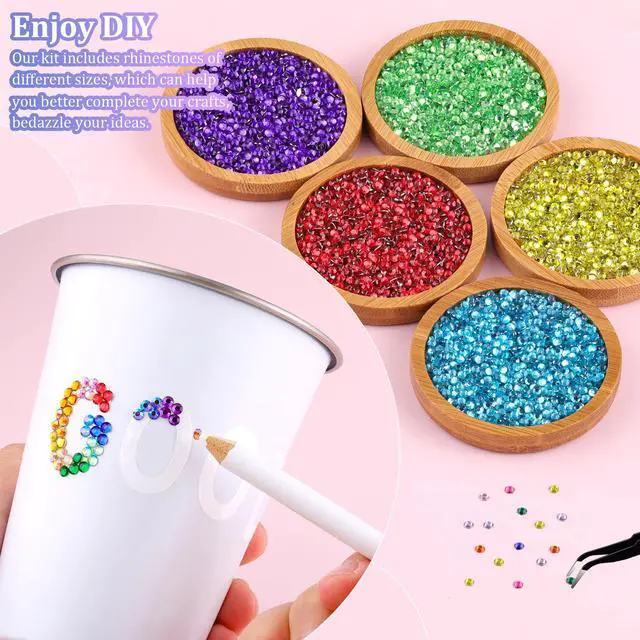 Alt view image 3 of 7 - 24000Pcs Resin Rhinestones for Bedazzling with Tweezers, Multicolor 3mm Rhinestones for Crafting with B7000 Jewelry Glue for DIY Crafts Clothing Tumblers Shoes Fabric Nail Art