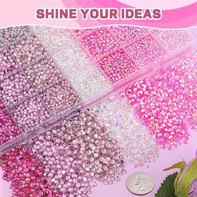 Alt view image 7 of 7 - 20000Pcs Pink Rhinestones for Bedazzling Kit with 3Pcs B7000 Jewelry Glue | Resin Rhinestones for Crafting Crafts, Bedazzler Kit Flatback Gems for Clothing Shoes Tumblers Nail Art