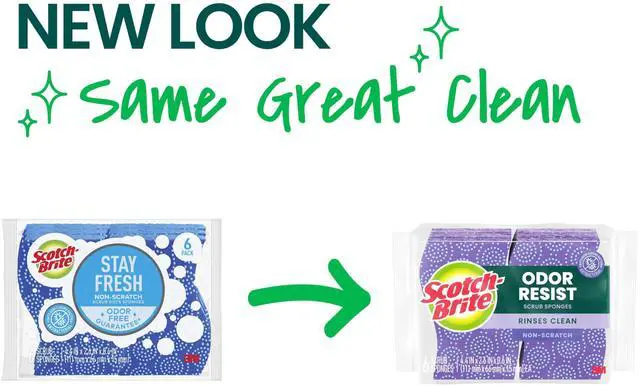 Alt view image 2 of 6 - Scotch-Brite Odor Resist Non-Scratch Scrub Sponge, Dishwasher-Safe Kitchen Sponges that Resist Bacterial Odors, Multipurpose Dish Sponge for Gentle Cleaning, 6 Dish Sponges