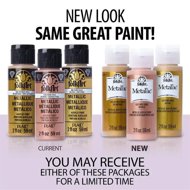 Alt view image 3 of 6 - FolkArt Metallic Acrylic Paint in Assorted Colors (2 oz), 577, Sashara Gold