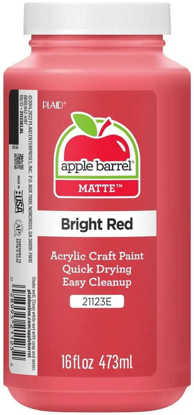Main image of Apple Barrel Acrylic Paint in Assorted Colors (16 Ounce), 21123 Bright Red