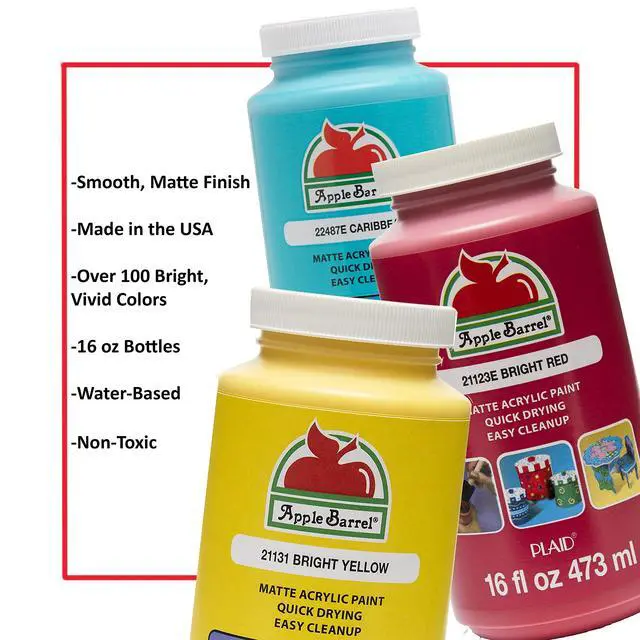 Alt view image 3 of 7 - Apple Barrel Acrylic Paint in Assorted Colors (16 Ounce), 21123 Bright Red
