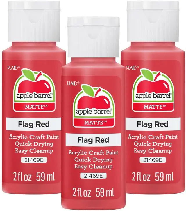 Main image of Apple Barrel Acrylic Paint in Assorted Colors, Flag Red (Pack of 3) 2 oz, 21469EA- (Pack of 3)
