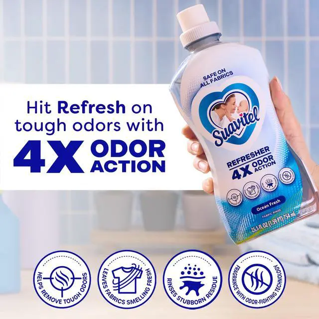 Alt view image 2 of 7 - Suavitel Refresher Fabric Rinse, 4X Odor Action, Ocean Fresh Scent, 25.5 fl oz
