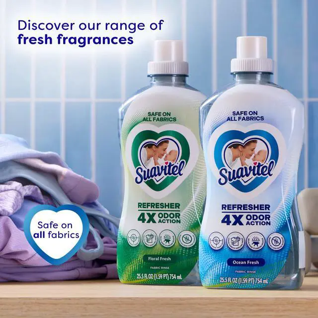 Alt view image 4 of 5 - Suavitel Refresher Fabric Rinse and Odor Eliminator, 4X Odor Action, Floral Fresh Scent, 25.5 fl oz