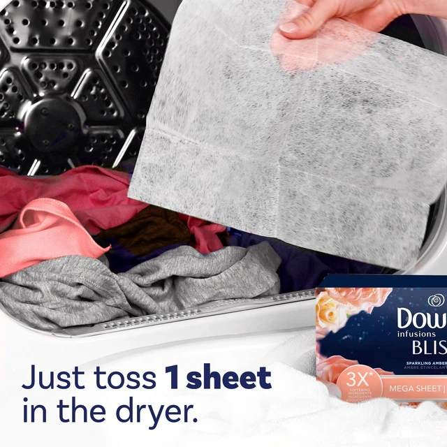 Alt view image 5 of 7 - Downy Fabric Softener Dryer Sheets, Infusions Bliss Amber and Rose Scent, 80 Mega Dryer Sheets