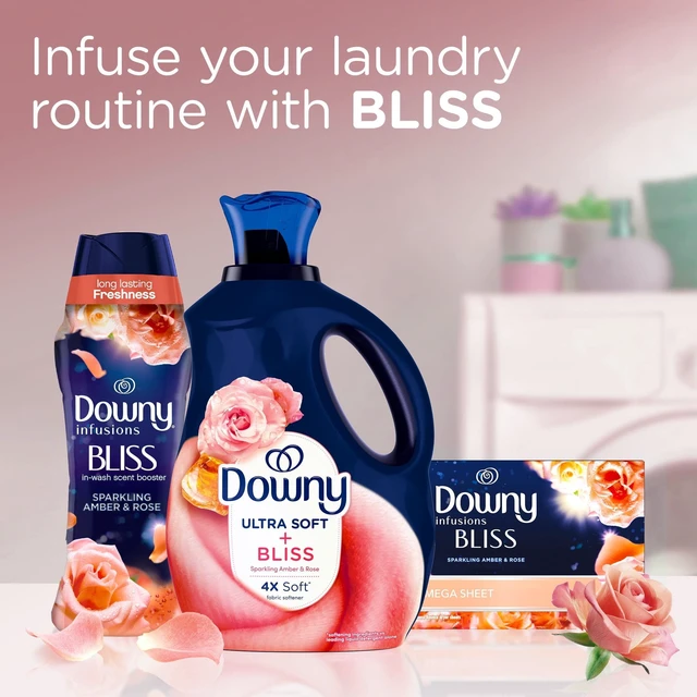 Alt view image 6 of 7 - Downy Fabric Softener Dryer Sheets, Infusions Bliss Amber and Rose Scent, 80 Mega Dryer Sheets