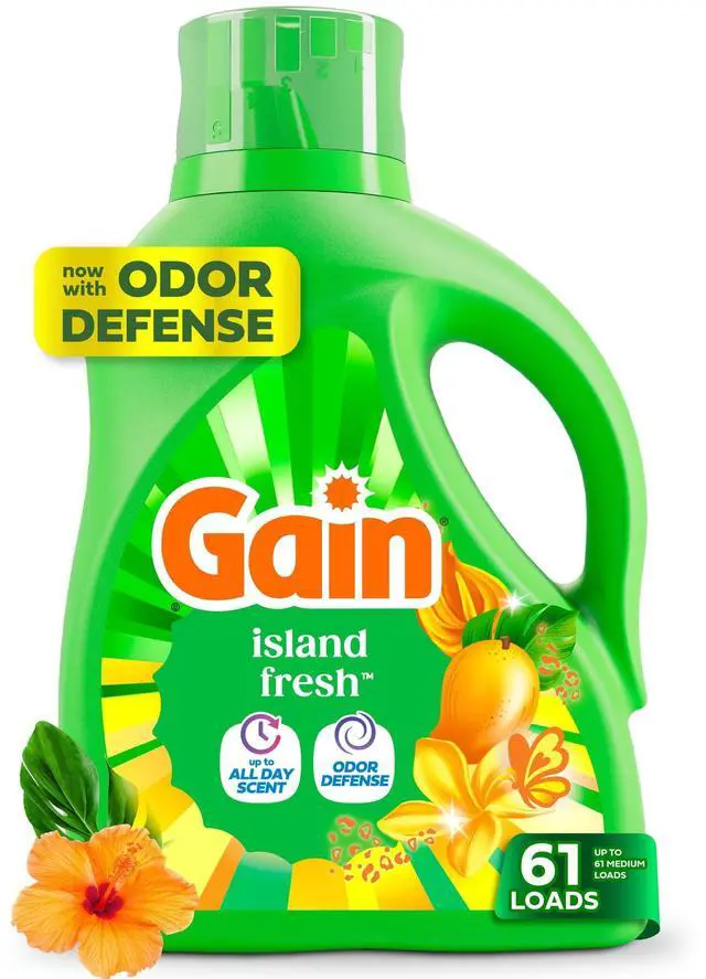 Main image of Gain Laundry Detergent Liquid, Now with Odor Defense, Island Fresh Scent, 81 fl oz, 61 Loads