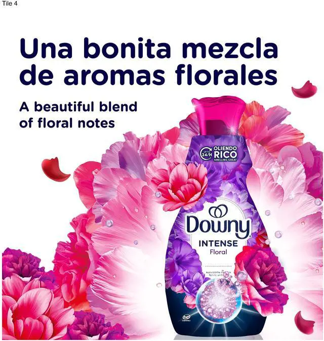 Alt view image 2 of 7 - Downy Intense Liquid Fabric Softener and Conditioner, Floral Scent, 24 fl oz, 32 Loads