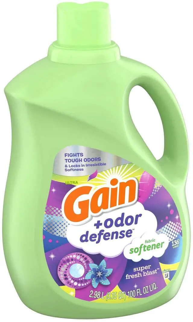 Alt view image 2 of 7 - Gain Odor Defense Liquid Fabric Softener and Conditioner, Super Fresh Blast, 100 fl oz, 136 Loads