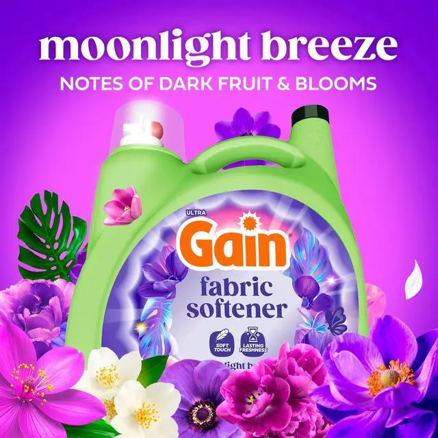 Alt view image 5 of 7 - Gain Liquid Laundry Fabric Softener and Conditioner, Moonlight Breeze Scent, 140 fl oz, 190 Loads