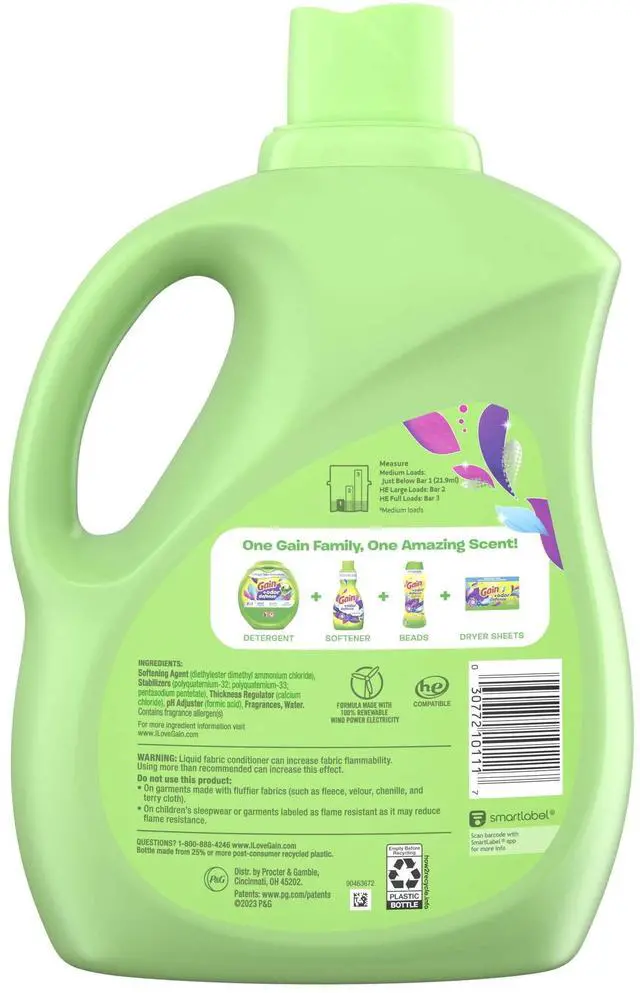Alt view image 3 of 7 - Gain Odor Defense Liquid Fabric Softener and Conditioner, Super Fresh Blast, 100 fl oz, 136 Loads