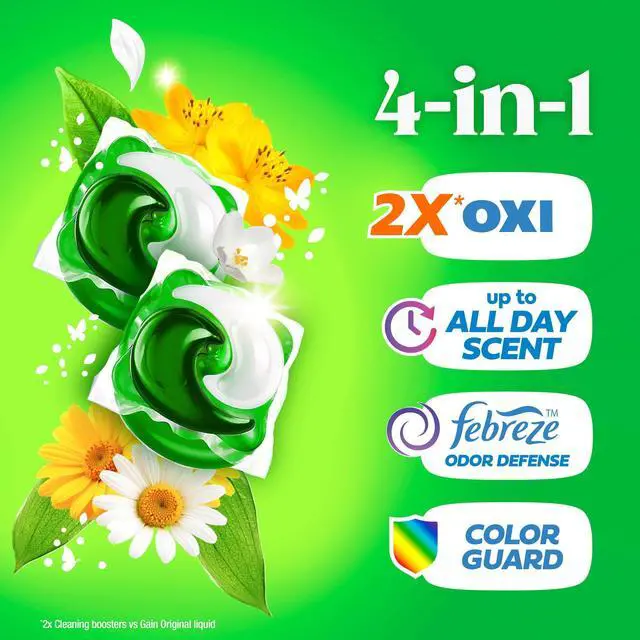 Alt view image 3 of 6 - Gain Flings Laundry Detergent Soap Pacs, 4-in-1 Oxi Boost and Febreze, Original Scent, 31 Count