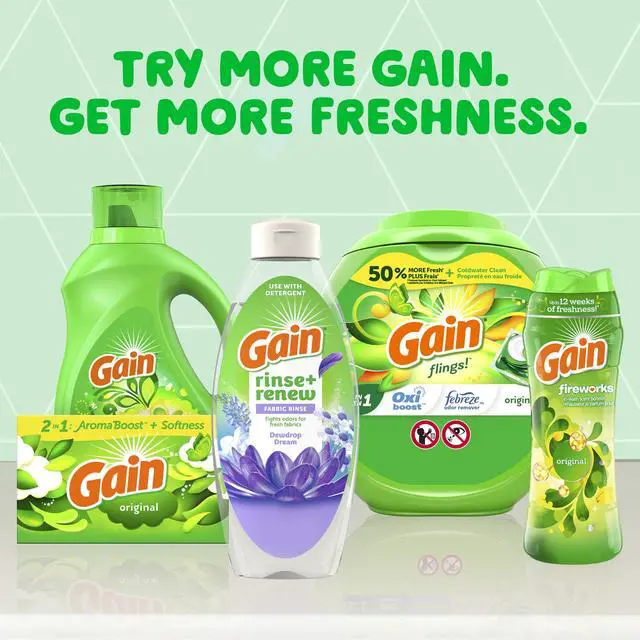 Alt view image 5 of 6 - Gain Rinse and Fabric Softener Rinse, Odor Fighter, Dewdrop Dream, 48 fl oz