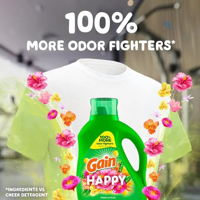Alt view image 2 of 7 - Gain Liquid Laundry Detergent, Hibiscus Hula Scent, 88 fl oz, 61 Loads, HE