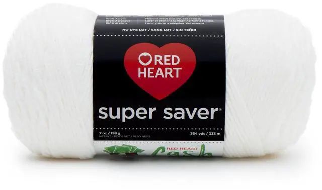 Main image of Red Heart Super Saver® 4 Medium Acrylic Yarn, White 7oz/198g, 364 Yards