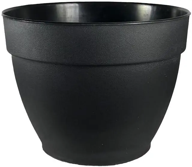 Main image of Jacinto Recycled Plastic Planter, 8 inch Opening Diameter, Black Color
